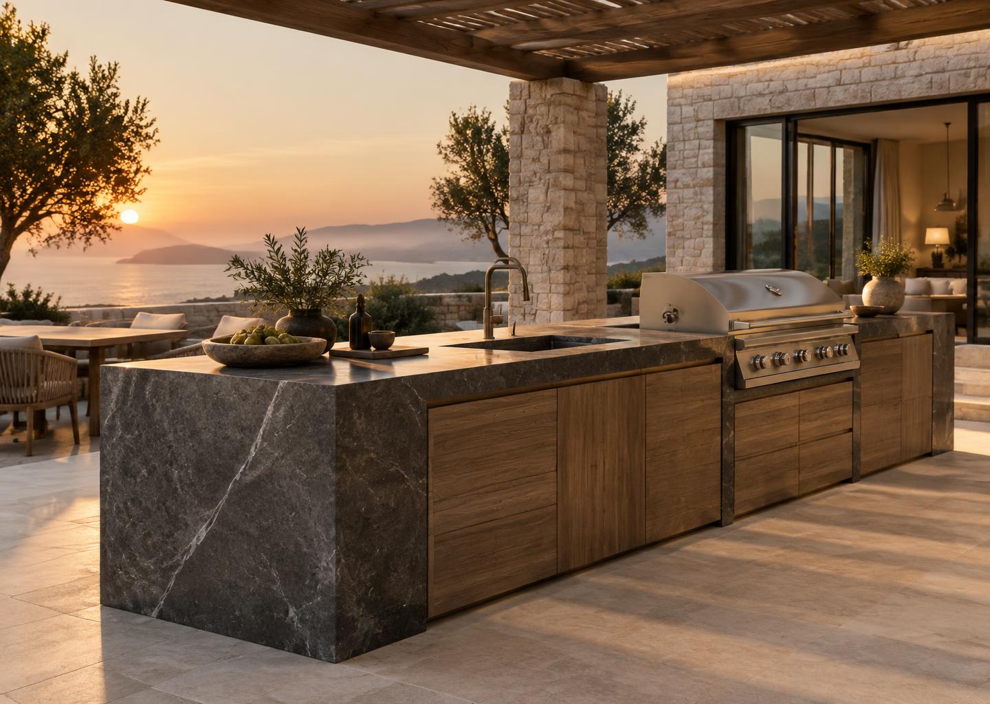 Outdoor kitchen photographic concept — fallback, not a 3D model